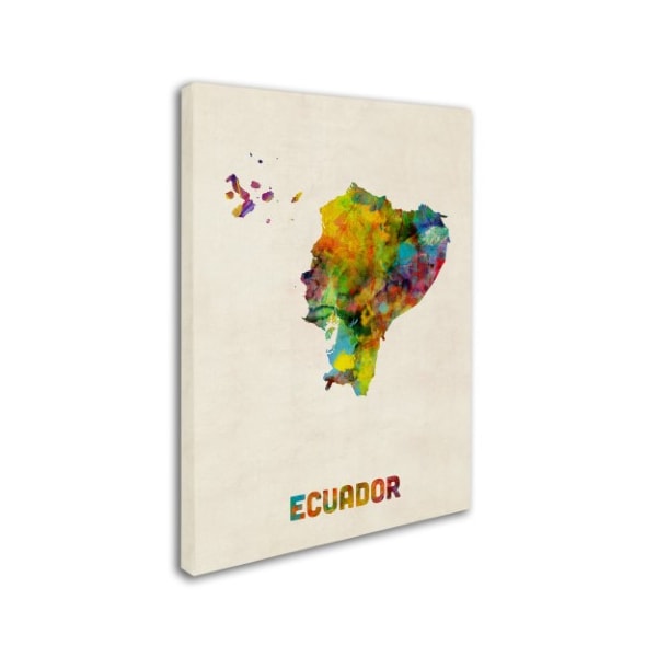 Michael Tompsett 'Ecuador Watercolor Map' Canvas Art,18x24